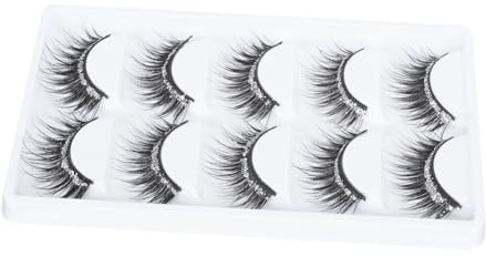 DONFAMDS 5 pares Pestañas Postizas Impermeables de Fibra Artificial Densas y Ligeras Decoración para Maquillaje de Ojos Fáciles de Usar y Cómodas para Día