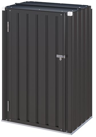 YODOLLA Outdoor Metal Vertical Storage Cabinet,Tool Cupboard, Dark Grey