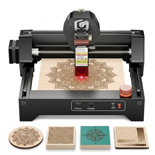 Longer Ray5 Mini 3,5w Laser Graviermaschine, Lasergravierer 12000mm/Min Hochgeschwindigkeits, 0,04mm Präzision, 140x130mm Arbeitsbereich, Wifi & Offline-Steuerung Gravur Laser Für Holz Acryl Leder