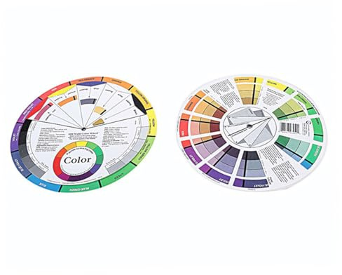 GANAZONO Lot de 2 Roues Chromatiques Rotatives 23 Cm et 14 Cm en Plastique Solide pour Nail Art et Maquillage Artistique, Nuancier Couleur Mixte Guide D’apprentissage des Couleurs