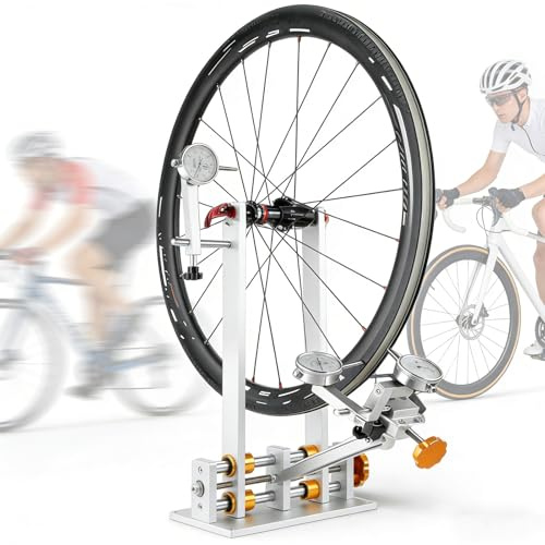 Professionellt Hjulriktningsställ, Aluminiumlegering Cykelunderhållsställ Med Lagerfäste Och Multig Ekernyckel, Justerbara Dropouter För Nav 55-200mm, Fälgriktningsverktyg(Gold)