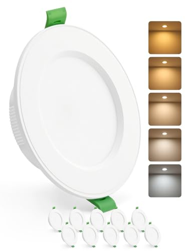 HOMEOW LED Einbaustrahler 230V 80mm – 100mm Lochmaß, 7W LED Spots | Warmgelb Warmweiß Neutralweiß Tageslichtweiß Kaltweiß, Einbauleuchten Deckenspot Einbau Ultra Flach IP44 für Bad, 10er Set