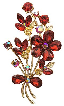 QUKE Nelken Blumen Brosche für Damen Mädchen,Kristall Strass Schmuck Anstecknadel, Elegantes Geschenk