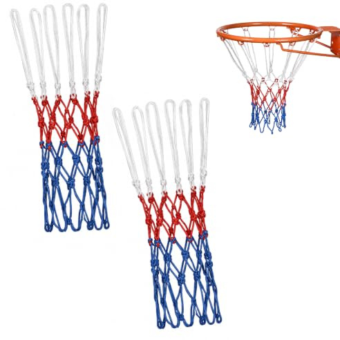 2 Stück Basketballnetz 12 Schlaufen, Nylon Ersatznetz für Basketballkorb | Verstärktes Nylon Basketballkorb Netz wetterfest und reißfest für Innen- und Außenbereich
