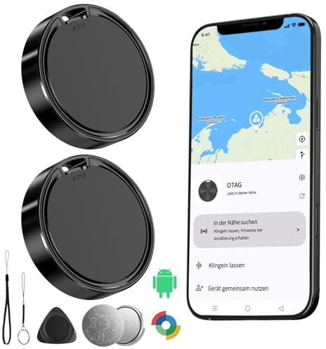 Android Tracker Tags 2 Pack Compatible with Google Find Hub App (Android Only) Smart Tag Key Tracker and Item Locator for Wallets, Backpack, Suitcases-Black