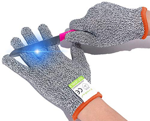UrsoKuz Cut Resistant Gloves for Kids - Food Grade Safety Cut Gloves for Meal Prep Crafts and Outdoors - EN388 Level 5 Protection from Knives Vegetable Peelers - Fits Both Hands, Grey