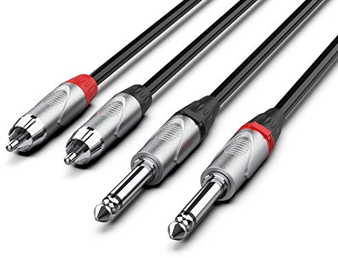 Audibax Pro Cavo 2 Jack Mono a 2 RCA - Cavo Audio RCA - Lunghezza 10 Metri - Connettori OFC per Trasmissione Alta del Segnale - Rivestimento in PVC - Massimo Isolamento - Diametro 8 mm