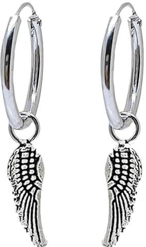 ENTREPLATA Ohrringe aus 925er-Sterlingsilber Creolen mit Engelsflügel Original für Damen Mädchen Herren Jungen Unisex Creolen mit Engelsflügel-Anhänger