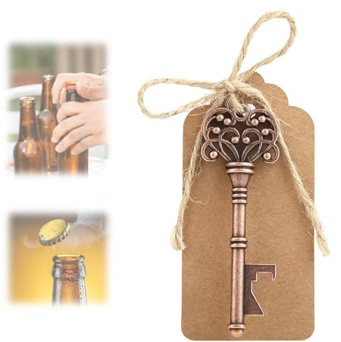 KUIDAMOS Recuerdos De Boda 12Pcs Abridor De Botellas Con Forma De Llave Vintage Con Tarjeta De Etiqueta De Cartón Para Regalos De Boda
