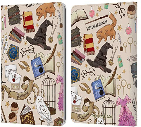 Head Case Designs Offizielle Harry Potter Hogwarts Muster Deathly Hallows XXXVII Leder Brieftaschen Handyhülle Hülle Huelle kompatibel mit Kindle Paperwhite 1/2 / 3