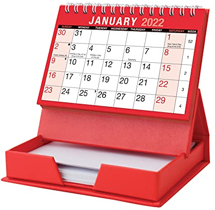 1ABOVE 2026 Skrivbordskalender – månad-till-vy avrivningskalender med anteckningsblock | Kompakt skrivbordsarrangör för hem, kontor eller skola