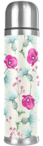 Élégante bouteille isotherme à fleurs roses en acier inoxydable - 500 ml