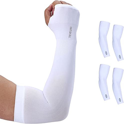 2 Pack Manicotti per Uomini Donne con Copertura Della Mano, Raffreddamento UPF 50 Compressione Braccio Manicotto Tatuaggio Copertura Maniche per Coprire Braccia