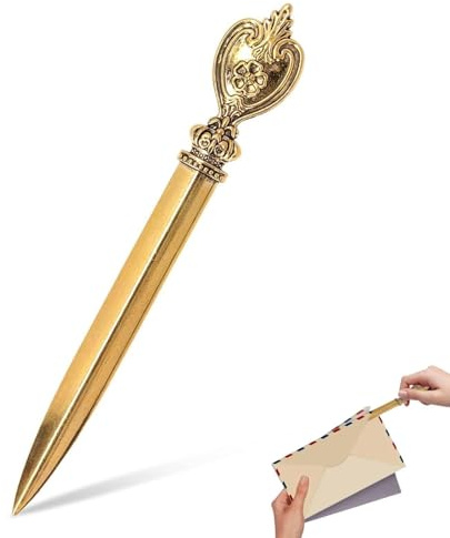 Beufee Letter Openers, 12.8cm X 1.9cm Vintage Letter Opener Knife Paper Knife Cutters Box Opener Envelope Slitter Paper Knife Letter Opener Knife for Ladies(Gold)