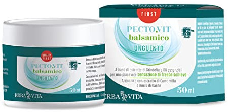 ERBA VITA Pecto.Vit Unguento Balsamico biologico prodotto cosmetico ad uso esterno per una piacevole sensazione di fresco e sollievo alle vie respiratorie - 50 ml