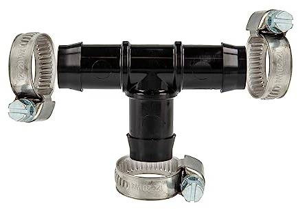 tecuro Schlauchverbinder T-Stück allseitig Ø 7 mm, mit Edelstahlschlauchschellen - Nylon schwarz
