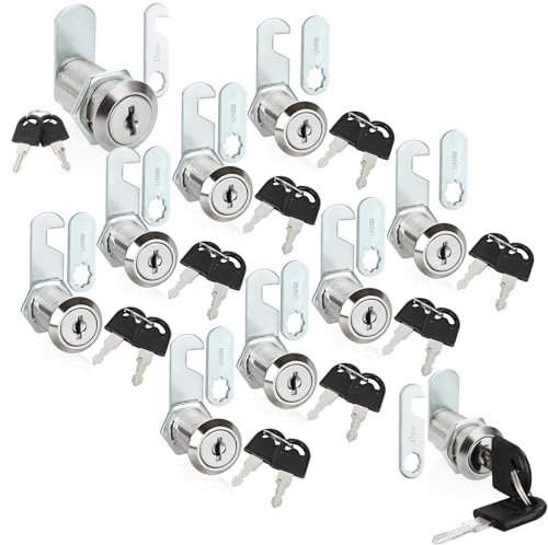 ZOFUN 10 Pcs Cabinet Locks, 30 mm Locker Locks with Keys, Cam Locks 30 mm with 2 Locking Plates, Stainless Steel Locker Locks for Office Mail Box Cabinets Lockers