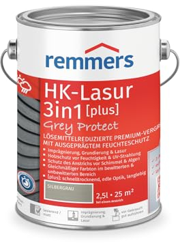 Remmers HK-Lasur 3in1 Grey Protect [plus] silbergrau, matt, 2,5 Liter, Lösemittelreduzierte Premium-Vergrauungslasur für außen, 3in1, schnelltrocknend, langlebig