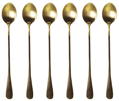 Nordique Latte Macchiato Lot de 6 cuillères à café en acier inoxydable Doré 19,5 cm