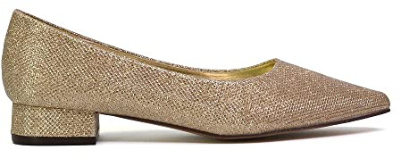 ESSEX GLAM Womens Slip-On Block Heel Court Shoes – Low Heeled Pointed Toe Pumps for Work, Wedding or Occasion Size 3-8