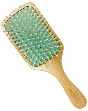 My Bubble! Bamboo Handle with Bamboo Bristles Large Rectangle Paddle Hairbrush for Massaging Scalp - Big Handle for curly wavy hair