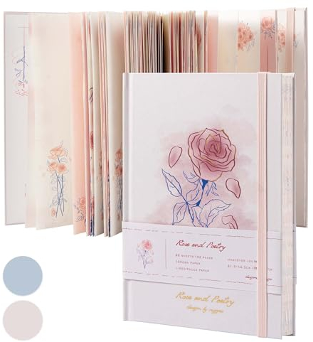 MGGAO Rosa personalisiertes Schmetterlings-Tagebuch, Rosen-Tagebuch zum Schreiben, mit wunderschönem Blankopapier, A5-Hardcover-Notizbuch für Erinnerungen, Skizzen, Männer, Frauen, Mädchen
