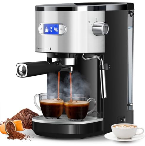 COWSAR - 20 bar espresso coffee machine, semi automatic coffee maker with milk frother, 40 oz removable water tank for cappuccino, latte, home