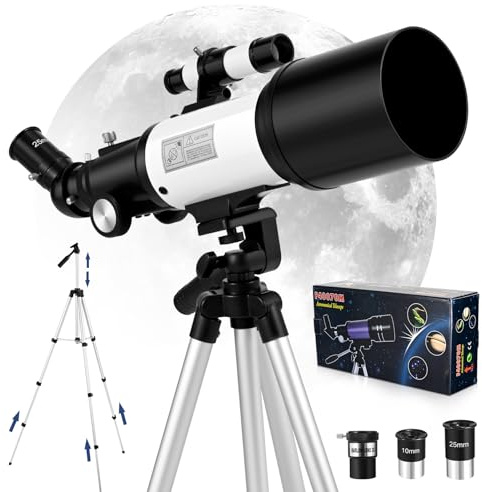 Hlieeosfcn Telescopio astronómico para niños, telescopio de Alta definición de 300/70 mm con Soporte y múltiples oculares, niños