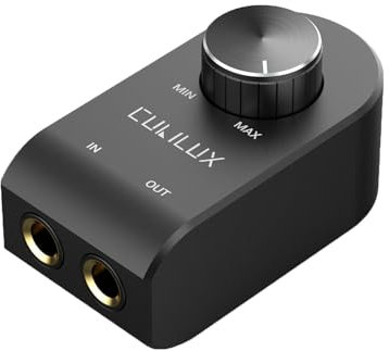 Cubilux Inline Lautstärkeregler & Lautstärkedämpfer 6,35mm (1/4 Zoll) – Stereo Audio Potentiometer aus Vollaluminium, Rauschfreie Stufenlose Signal Dämpfung für Kopfhörer, Gitarrenverstärker, Mischpul