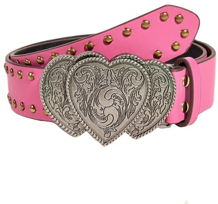 KBRPEY Cintura Donna, Cintura Regolabile In Pelle Pu, Cintura Con Fibbia a Forma Di Cuore Cintura In Pelle Con Borchie Cowgirl Cowboy Per Donna Per Abiti, Gonne e Jeans