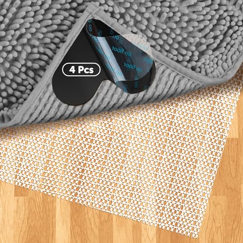 shinfly Antirutschmatte für Teppich 70x140 cm mit 4 Stück Teppich Antirutschunterlage, Rutschmatte Anti Rutsch Teppichunterlage rutschfest Teppichstopper für Schubladen Regale Tablett