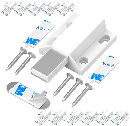 Magnetische Druckverriegelungen ohne Nagelinstallation Tonitrui Push to Open Türverriegelung Push Release Verriegelung für Kabinett Türschließung und Popping Open(Weiß 12 Stück)