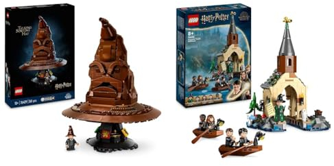 LEGO Harry Potter Der Sprechende Hut, Hogwarts-Modell für Erwachsene & Harry Potter Bootshaus von Schloss Hogwarts Spielzeug-Modell für Kinder