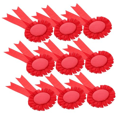 20 Stück Leere Schleifenabzeichen aus Tinplate und Satin Rot