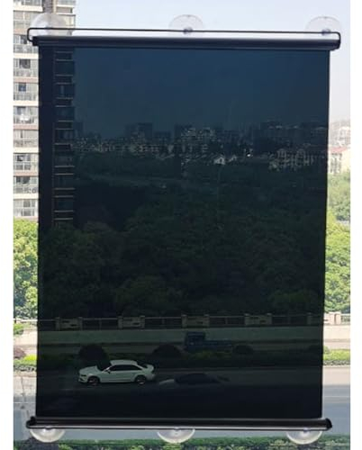 Agashi Saugnapf-Rollo, Verdunkelungsrollo, Sonnenschutz Und Isolierende Rollos, Einziehbarer Sonnenschutz, Sichtschutz, Für Türen Und Fenster/Black/W100Xh150Cm/39X59In