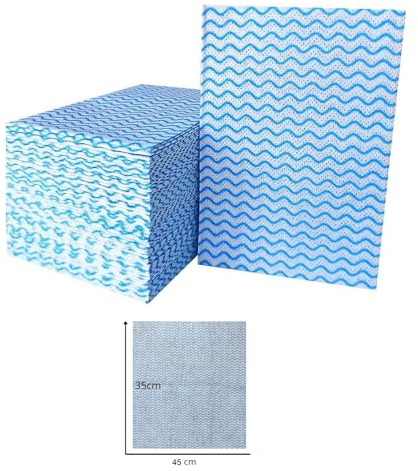 BBL Bada Business Limited Disposable All Purpose Cleaning Cloths | To Clean Surfaces, Kitchen, Bathroom, Window, Soft and Absorbent | Large Size 35cm X 45cm (Pack Of 50)