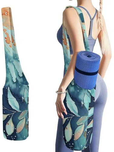 YJWANDL Yogamatten-Organizer, Aquarell-Muster, Yogamatte, Tasche, Turnmatte, Tasche, Leinen-Aufbewahrungstasche, strapazierfähige Yoga-Tragetasche