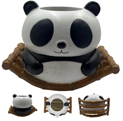 Jardinera Panda,Maceta Animal | Macetero suculento panda tambaleante de resina - Macetas decorativas de bonsái pintadas a mano con orificios de drenaje para el Patio del alféizar de la ventana del jar