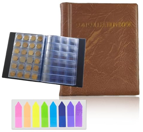 LDBKLGHJ Münzalbum für Euro-Münzen – Praktisches Sammelalbum mit 480 Fächern und Bookmark-Index – ideal für Münzen, Abzeichen und Mini-Briefmarken