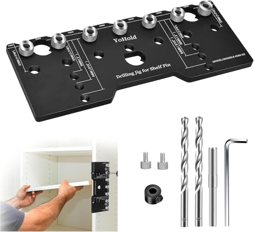 Regalstiftlehre,Regalstift Jig,5 mm Schrank, verstellbare Regallehre, Bohrführung, Bohrschablonen-Werkzeuge für gerade Löcher, Schrank-Hardware, Regalstiftbohren, Holzbearbeitung，Regalstift