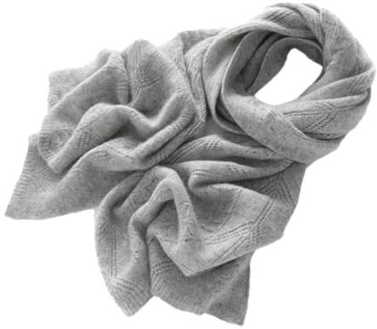 Damen Kaschmir-Schal, gestrickt, ausgehöhlt, einfarbig, leicht, warm, Hellgrau 9, One size