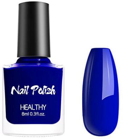 Blue Nail Polish, Navy Blue Nail Varnish, Dark Blue Nail Polish, Matte Quick Dry Long Lasting Holographic No UV Needed Nail Varnish Nail Art Manicure for Women DIY Nail Art