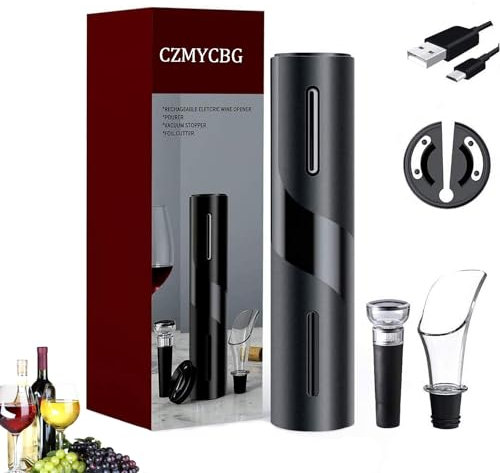 Electric Wine Opener, 4-in-1 Automatic Wine Bottle Opener, Reusable Vacuum Wine Stopper for Home Party Wedding
