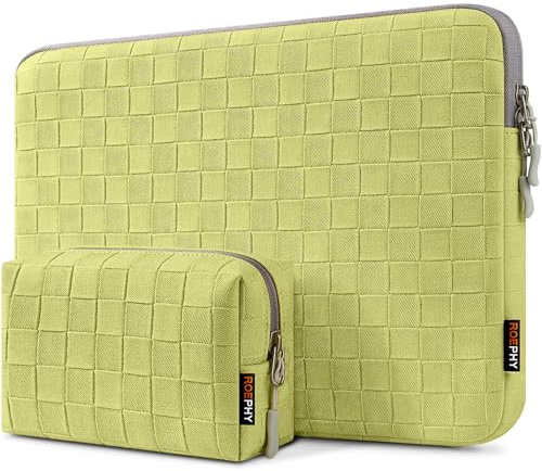 ROEPHY 14 Inch Laptop Sleeve Case with Accessory Pocket,Water-Resistant Laptop Protective Carry Case for Macbook 15,Lenovo, HP, ASUS, Dell, Acer,Chromebook, Green