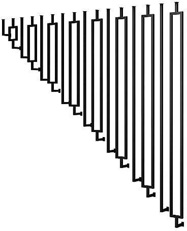 Balustres en fer forgé – Rampe d'escalier rectangulaire de style moderne – Main courante décorative pour escalier, couloir, grenier, porche – Métal noir satiné