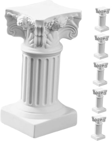 PartyKindom 6pcs Nordic Style Resin Roman Pillar Candle Holders Decorative Column Candlesticks for Home Tabletop Reusable Miniature Statue Accent for Living Room and Photography Props