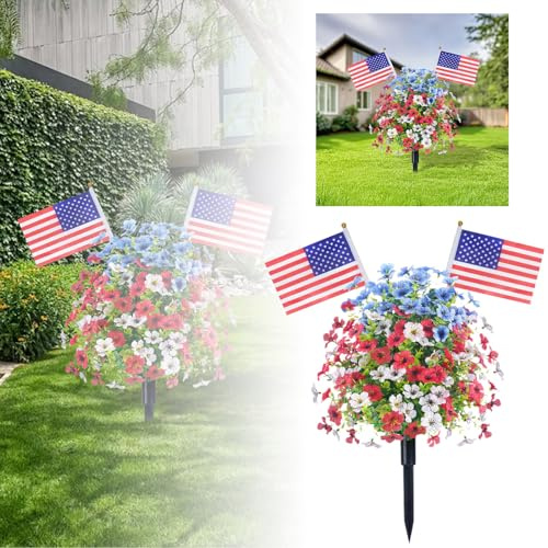 Arbusto di fiori di seta di Natale, con chiodi da terra da 56 cm, arbusto verde utilizzato per giardino, cortile, veranda, cortile, decorazione con rose e bosso verde piante artificiali da appendere