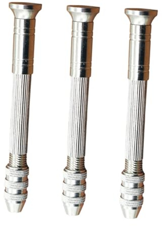 NULYLU Trapano a Mano in Lega Di Acciaio, Utensile Per Perforazione Manuale Per Modellismo, Kit 3 Pezzi Per Legno, Cera D'api e Plastica Presa Antiscivolo