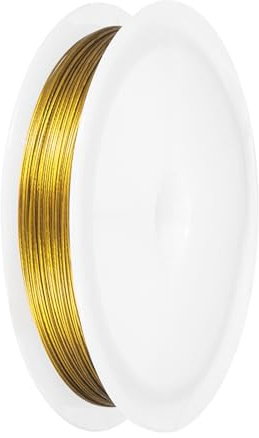 PATIKIL 66FT (20m) 0.018inch (0.45mm) Hilo Para Abalorios De 7 Hebras, Hilo De Abalorios De Acero Inox Con Recubrimiento De Nylon Para Fabricación De Joyería Pulseras Y Abalorios, Dorado