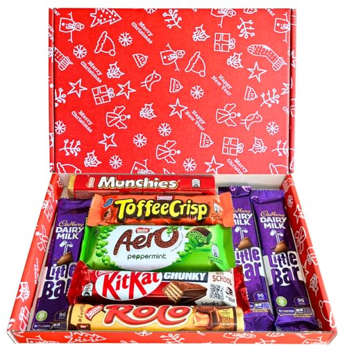 Christmas Chocolate Hamper Gift Box | Luxury Variety Of Full-Sized Chocolate Bars in a Festive Gift Box | Chocolate Hamper Gift, Perfect Xmas Present & Stocking Filler